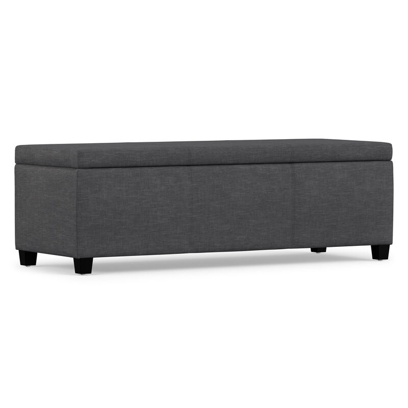 Avalon 48 inch Wide Contemporary Rectangle Storage Ottoman Bench in Slate Grey Linen Look Fabric, Assembled image number 7
