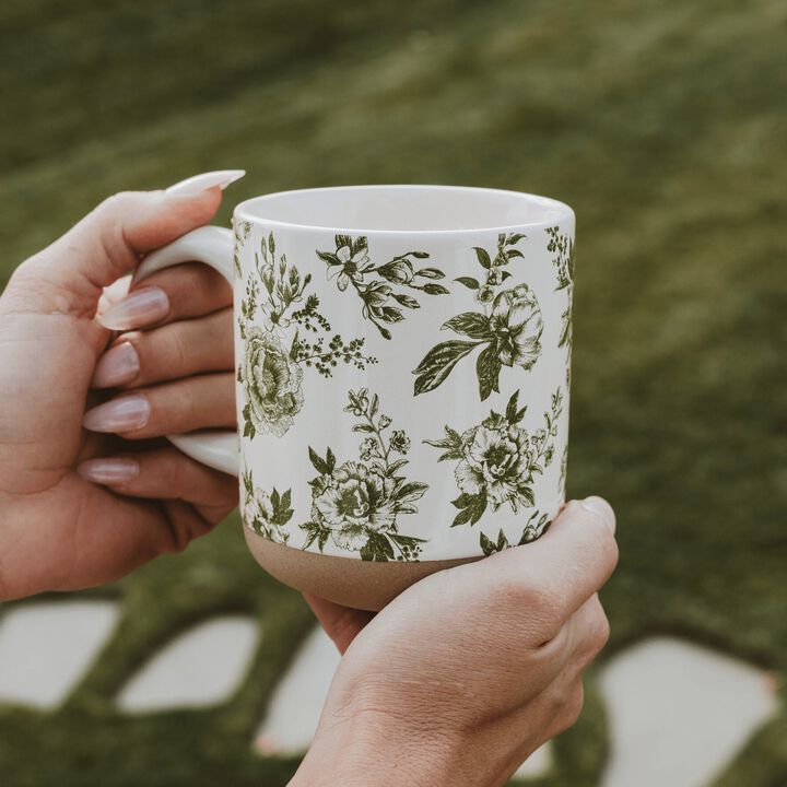 Green Delft 14 oz Stoneware Coffee Mug