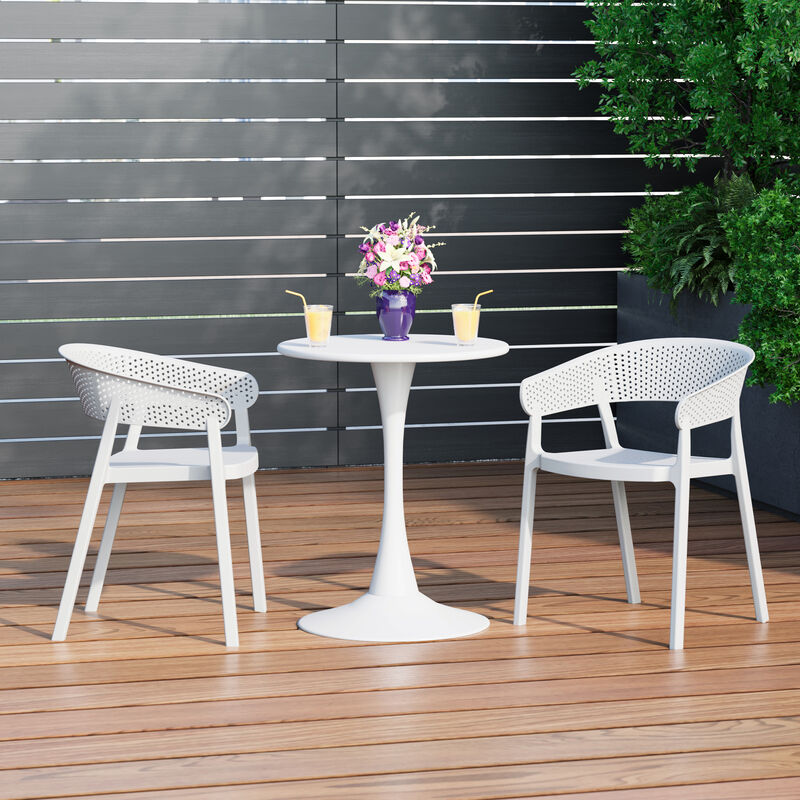 WestinTrends Outdoor Modern Stackable Plastic Resin Patio Dining Armchair (Set of 2) image number 1