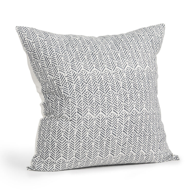 HomeRoots 22" Cream And Indigo Botanical Linen Throw Pillow Cover with Embroidery image number 2