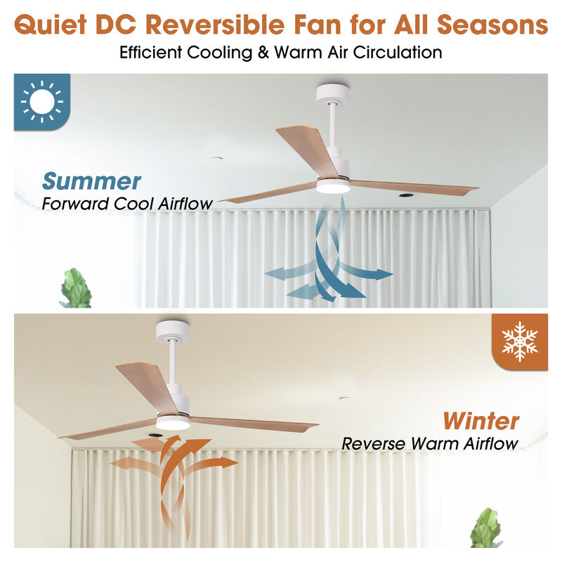 52 in. Matte White Reversible 6-Speed Ceiling Fan with Light and Remote