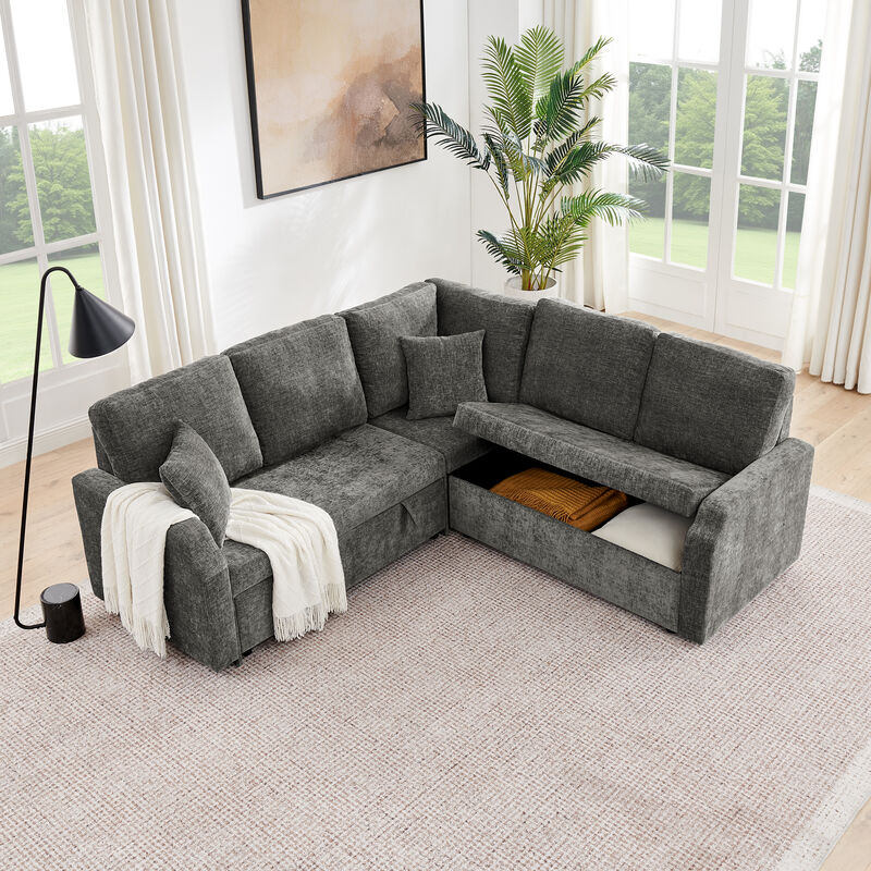 Sefco 81.2'' Modular Sectional Sleeper sofa Hidden Storage image number 1