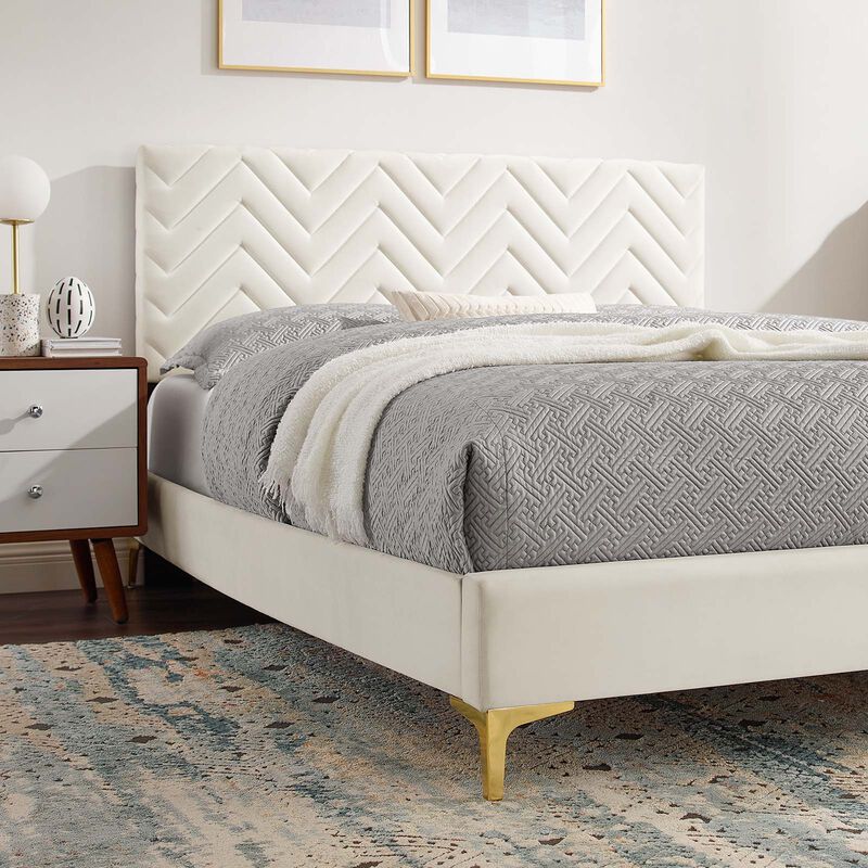 Modway - Leah Chevron Tufted Performance Velvet Full Platform Bed image number 7