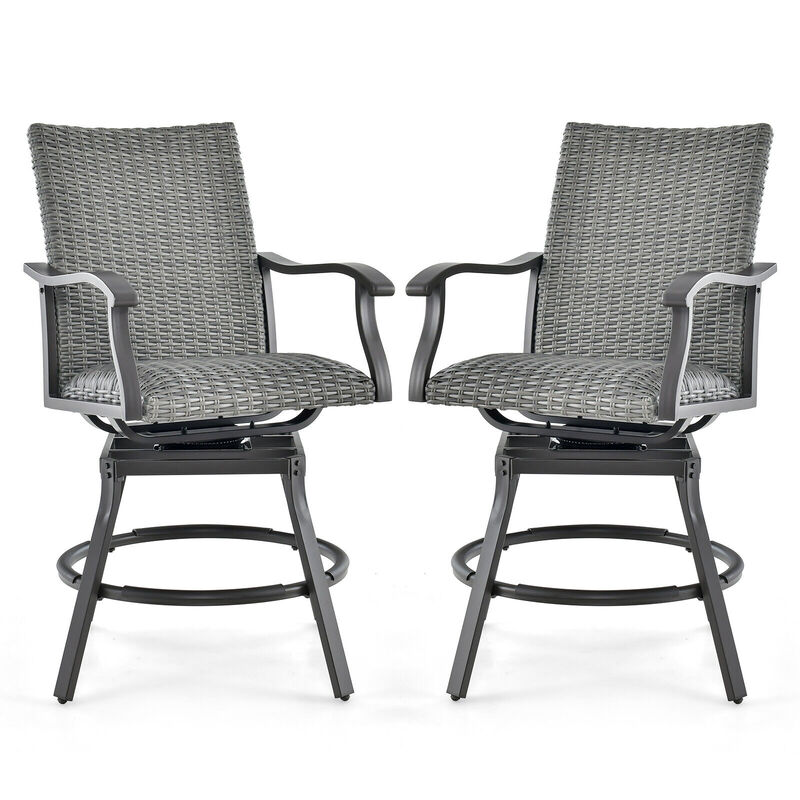 Outdoor Swivel Bar Chair Set of 2 with Quick-Dry 4D Air Fiber Cushions image number 0