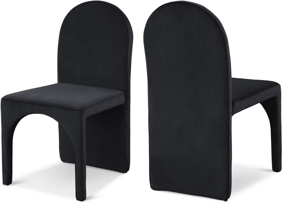 Meridian Furniture Summer Black Velvet Dining Side Chair, Set of 2