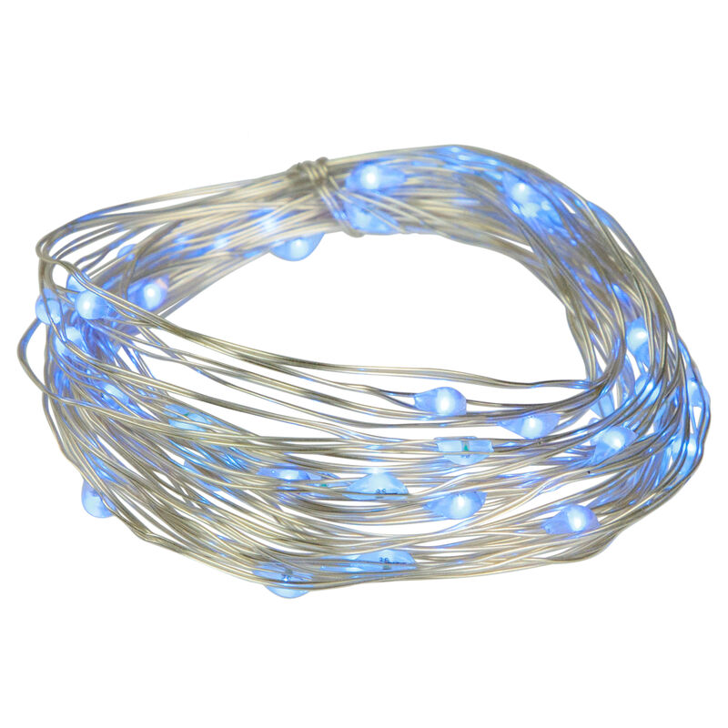 50-Count Blue LED Micro Fairy Christmas Lights - 16ft Copper Wire image number 0