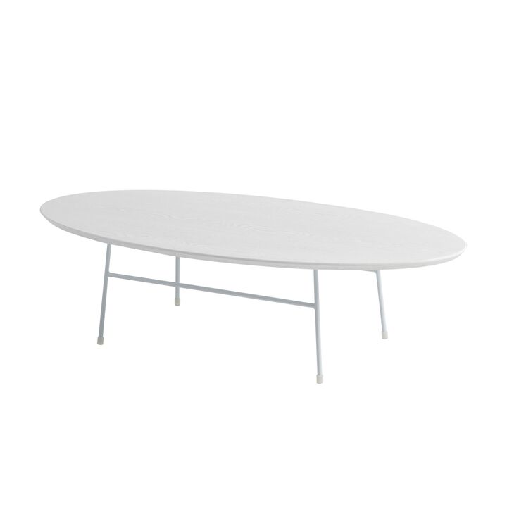 LeisureMod Rossmore Modern Oval Coffee Table with Steel Frame &ndash; Stylish Accent Table for Living Room, Lounge, and Contemporary Spaces