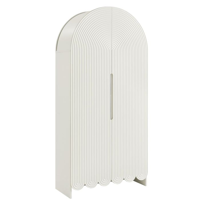 Dahlia 78 Inch Fluted and Scalloped Arched Storage Cabinet