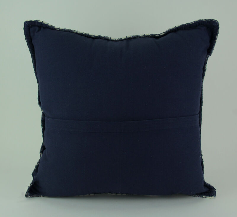 Denim Blue Moroccan Quatrefoil Design Cotton Dhurrie Pillow 20 Inch image number 1
