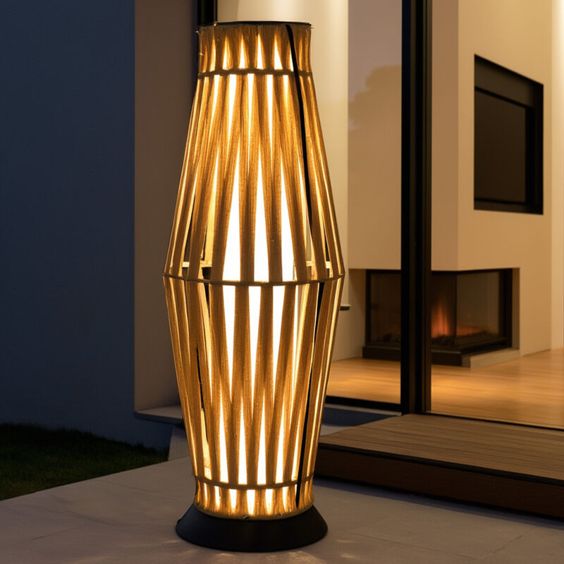 Bamboo Woven Solar Light, Bottle Shape, Warm Glow, Waterproof image number 1