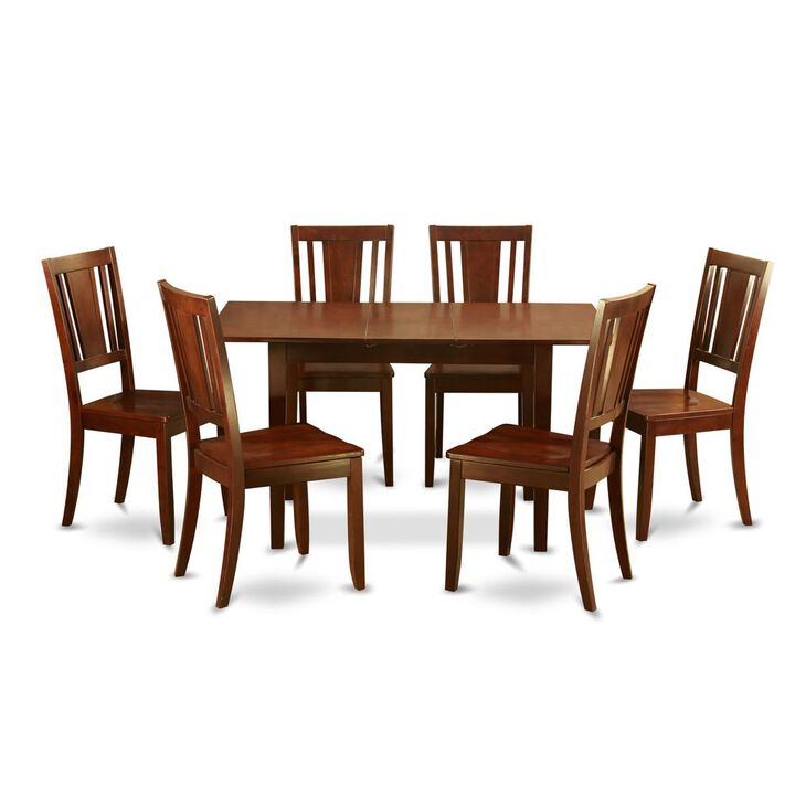 7 Pc Kitchen Dining Tables set - Table with Leaf and 6 Dining Chairs