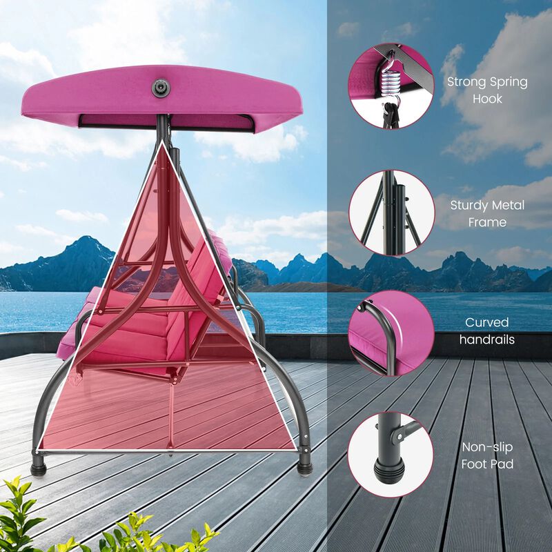 Mondawe 3 Seat Outdoor Converting Glider Porch Swing with Adjustable Canopy