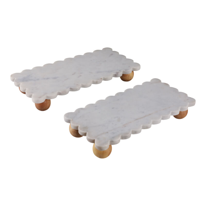 S/2 Marble Scallop Trays image number 0