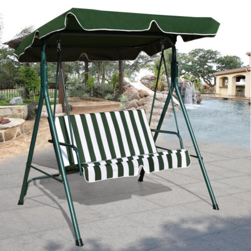 Steel Frame Outdoor Loveseat Patio Canopy Swing with Cushion