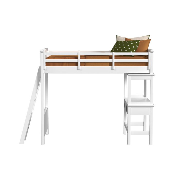 Hampton Twin Loft Bed with ladder & Desk with Speaker
