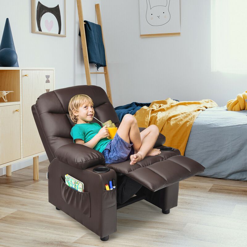 Kids Recliner Chair with Cup Holder and Footrest for Children