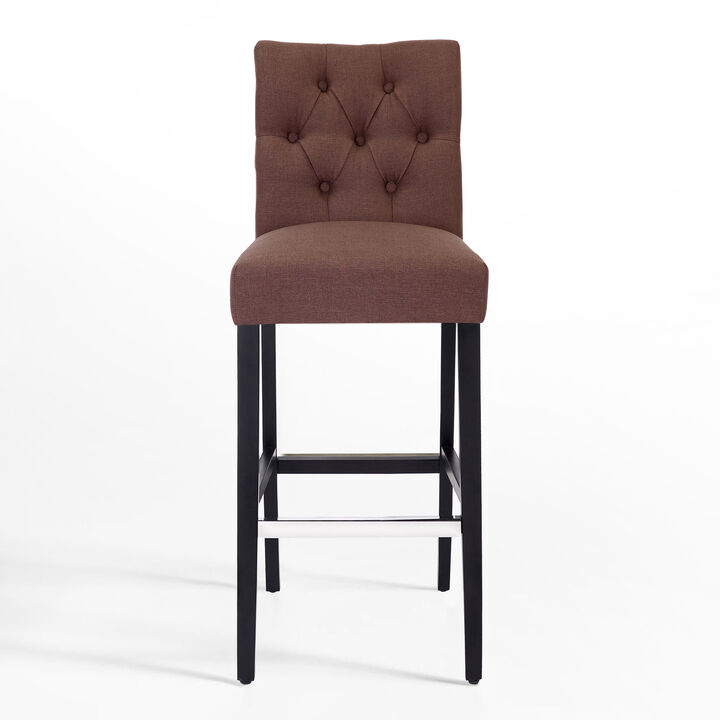 WestinTrends 29" Linen Fabric Tufted Upholstered Bar Stool, Black
