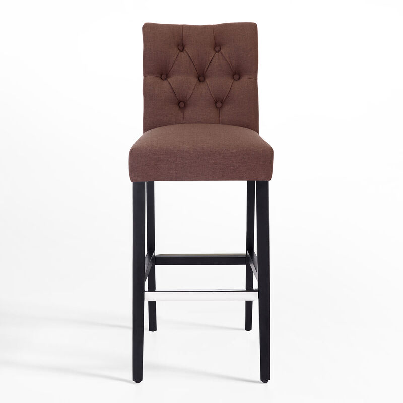 WestinTrends 29" Linen Fabric Tufted Upholstered Bar Stool, Black