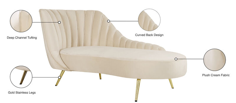 Meridian Furniture Margo Cream Velvet Chaise