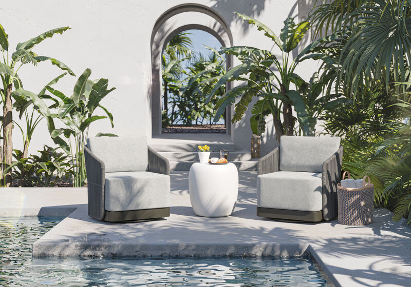 Lyra Warm Grey Gracebay Light Grey Swivel Armchair image number 7
