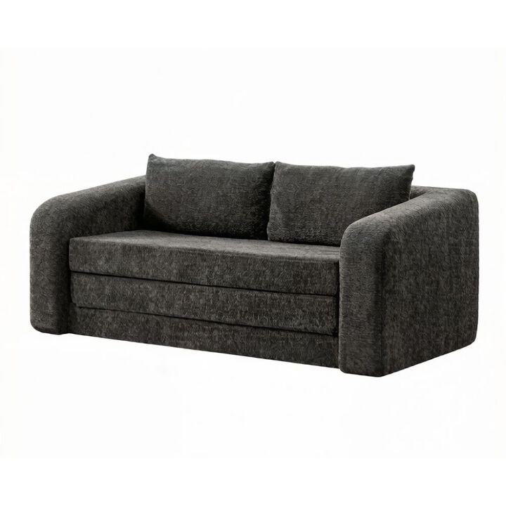 GOODSILO 2-in-1 Pull Out Foldable Loveseat Sofa Bed with Armrest & Backrest Pillows