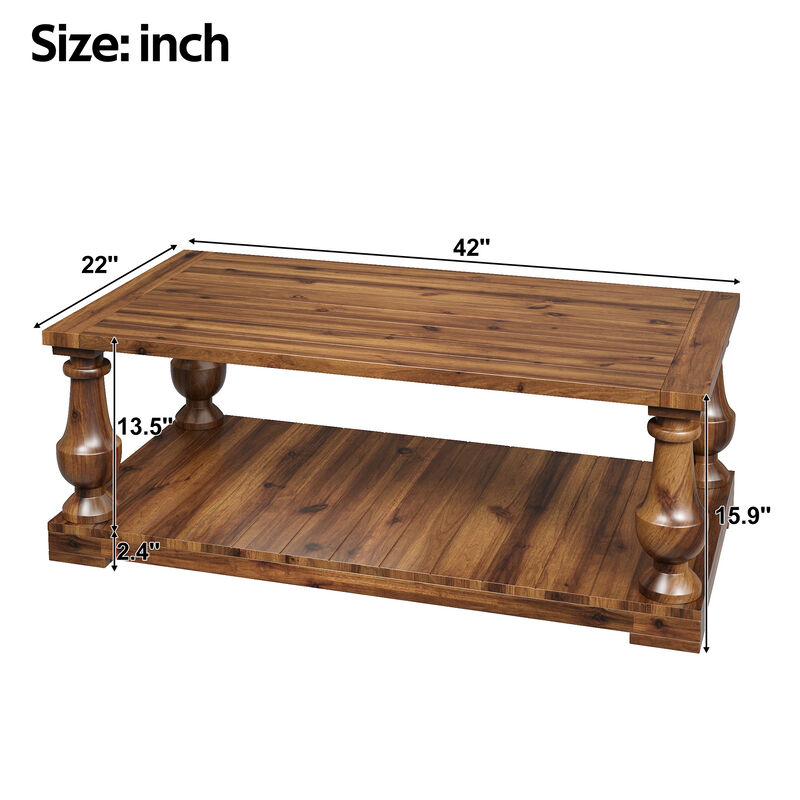 Zebwos Farmhouse Coffee Table image number 5