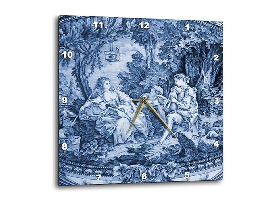 French Blue Toile Wall Clock 10 Inch Home Decor