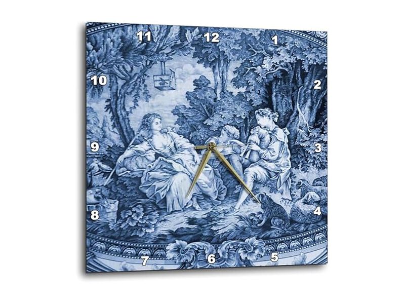 French Blue Toile Wall Clock 10 Inch Home Decor image number 0