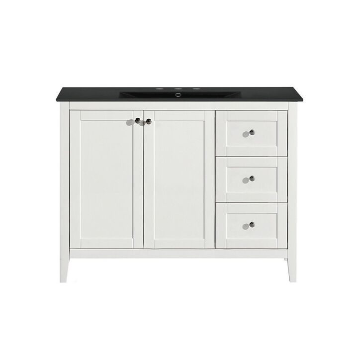 Cannes 48 in. White Bathroom Vanity with 3-Hole Ceramic Sink Top
