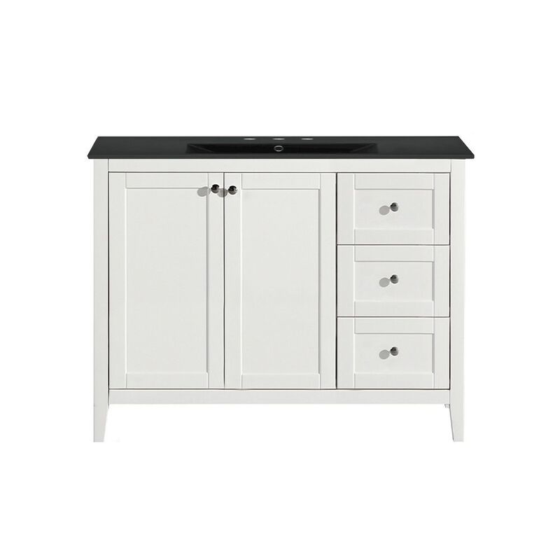 Cannes 48 in. White Bathroom Vanity with 3-Hole Ceramic Sink Top image number 0