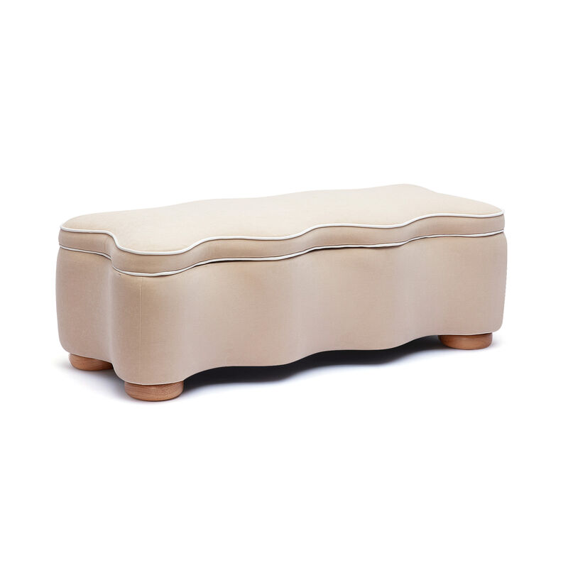 Thalia Pink Performance Velvet Storage Bench image number 1
