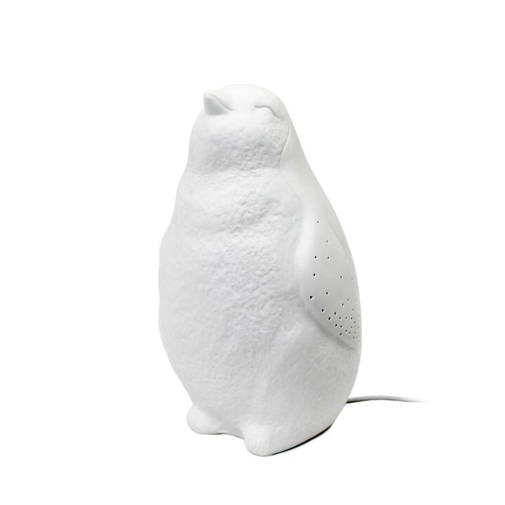 Simple Designs Contemporary Porcelain Arctic Penguin Shaped Table Lamp - White