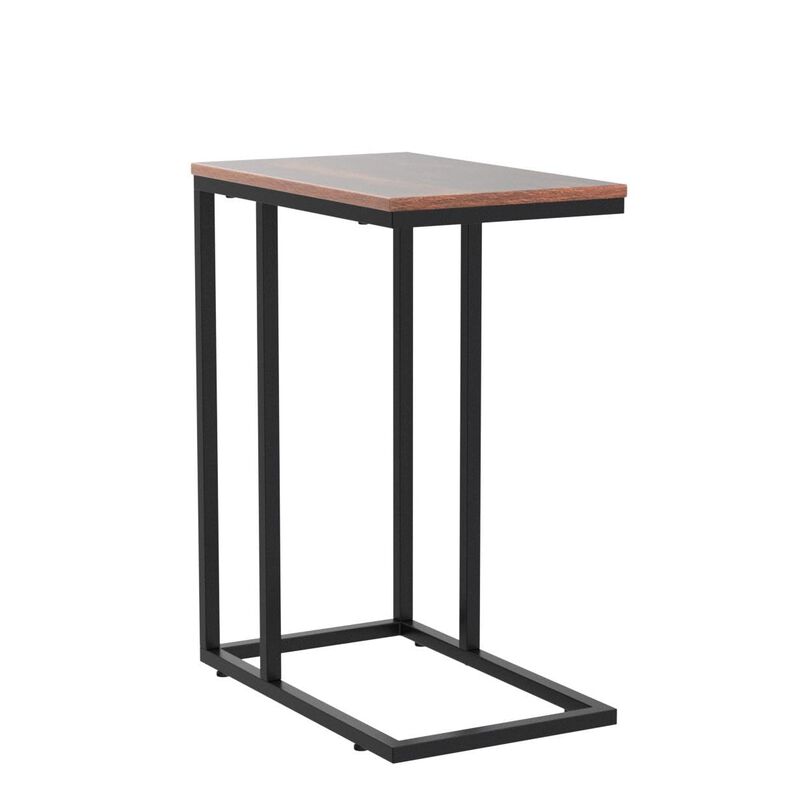 WLIVE Side Table, C Shaped End Table for Couch, Sofa and Bed, Large Desktop C Table for Living Room, Bedroom, Retro Brown and Bl