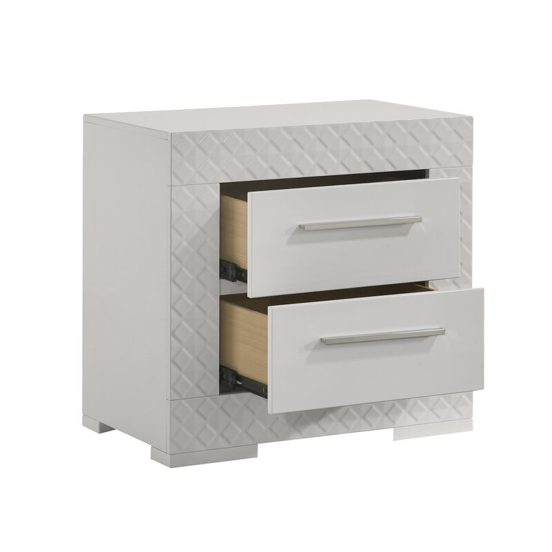 Modern 2 Drawer Nightstand with Quilted Drawer Fronts image number 3