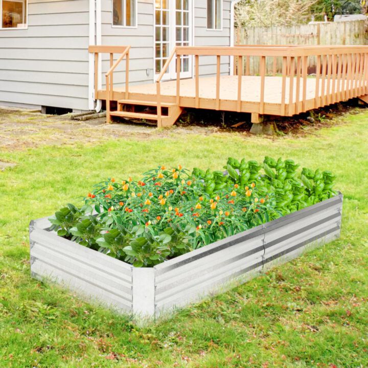 Hivvago Metal Galvanized Raised Garden Bed with Open-Ended Base-6 x 3 ft