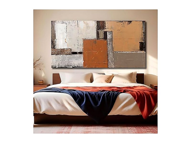 Orange Abstract Canvas Photo Living Room White Brown Block 29 X 58 Inch Office image number 2