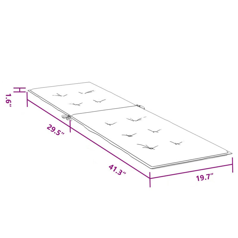 Outdoor Cushion for Lounge Chair, Tufted Dark Gray Oxford Fabric - Benzara