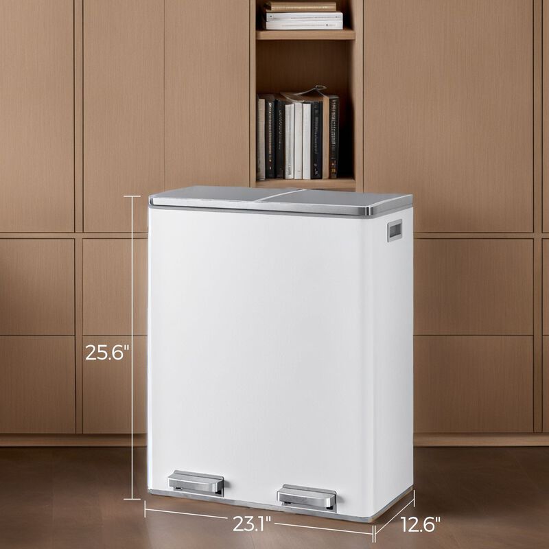 Dual Section Kitchen Trash Can with Airtight Hinged Lid System image number 2