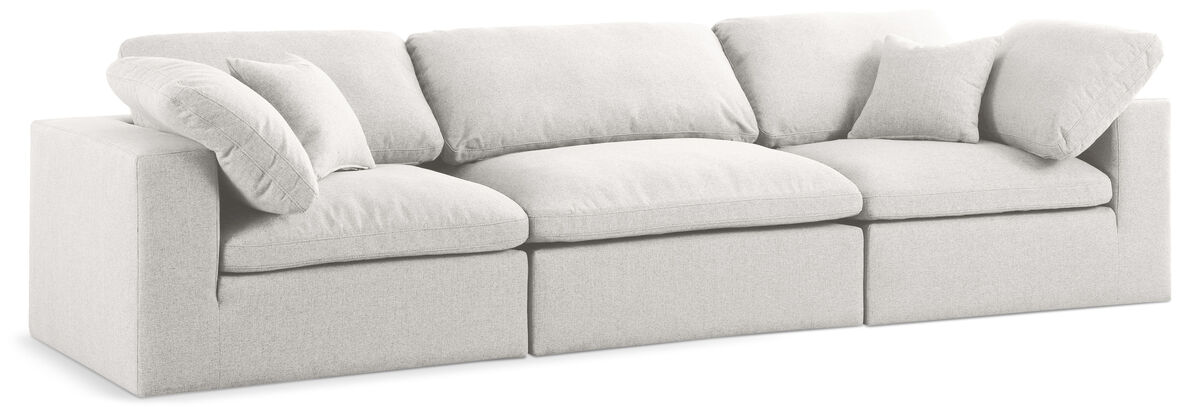 Meridian Furniture Serene Cream Linen Textured Fabric Deluxe Comfort Modular Sofa