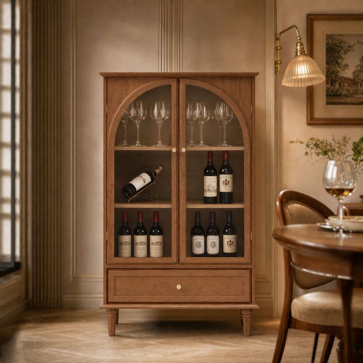 Swulu Arched Glass Accent Cabinet
