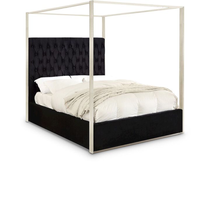 Meridian Furniture Porter Black Velvet Queen Bed