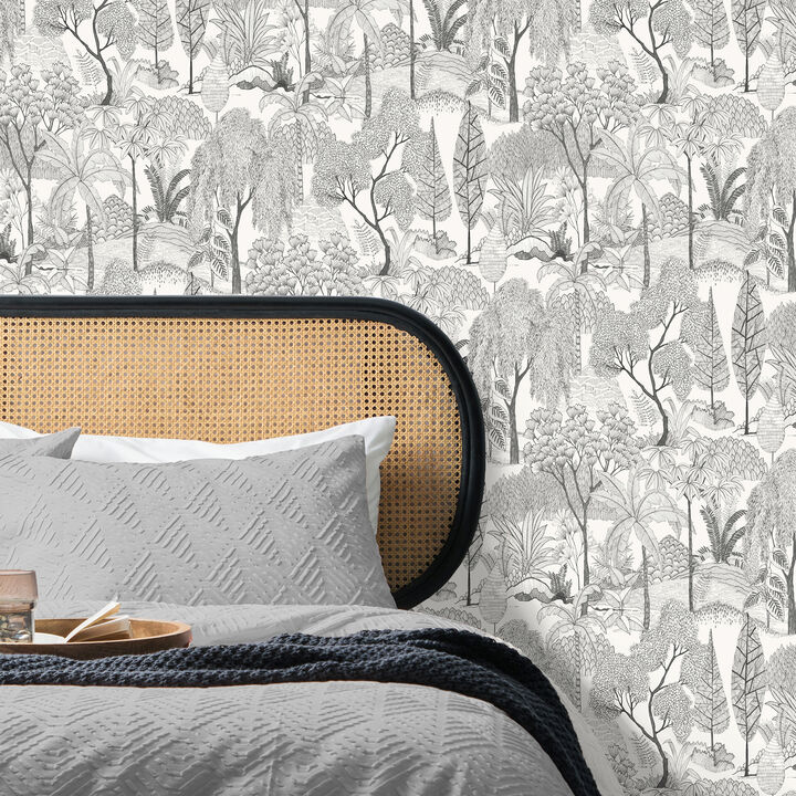 Lilou White Tropical Island Wallpaper
