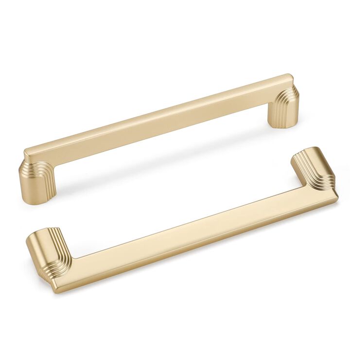 Haidms 20 Pack 128mm/5in Gold Cabinet Handles Brushed Brass Drawer Pulls Square Bar Hardware Pull for Kitchen Cupboard Dresser