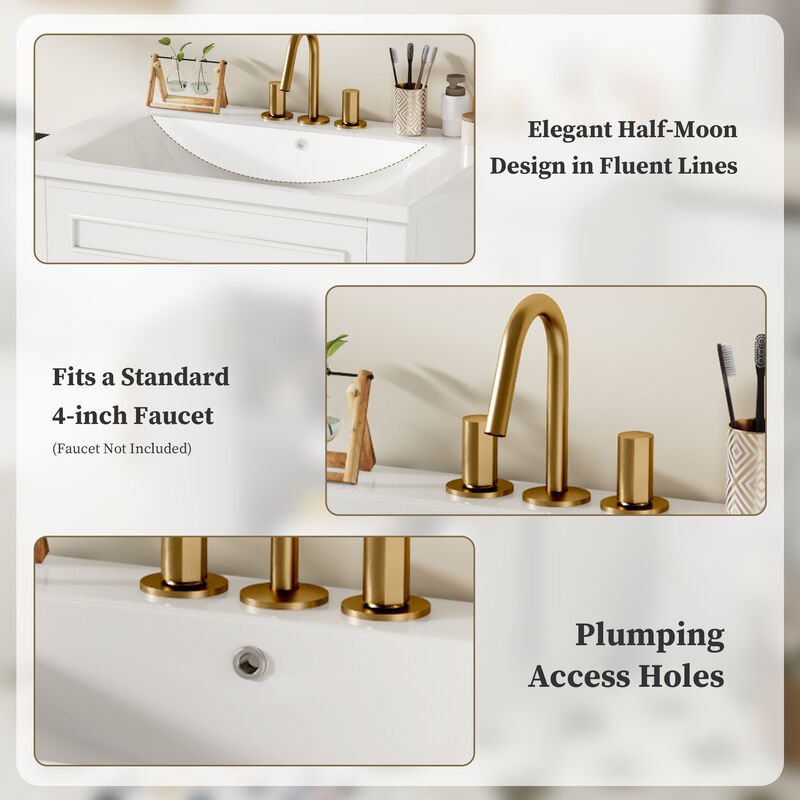 Merax Compact Bathroom Cabinet with Integrated Sink, Spacious Storage, Adjustable Shelf image number 3
