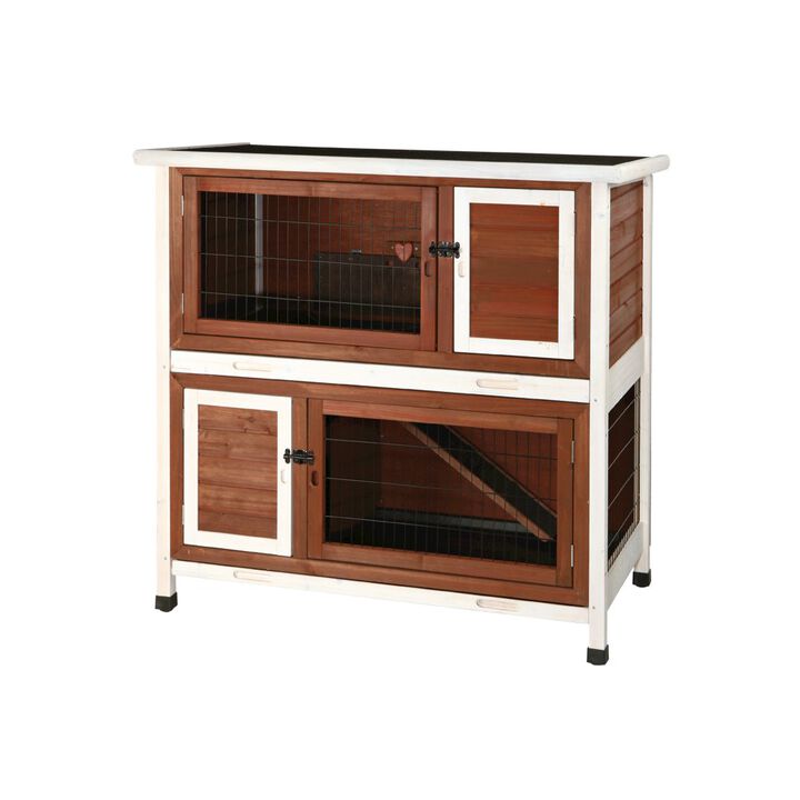 TRIXIE Natura Double Weatherproof Outdoor 2-Story Wooden Animal Hutch