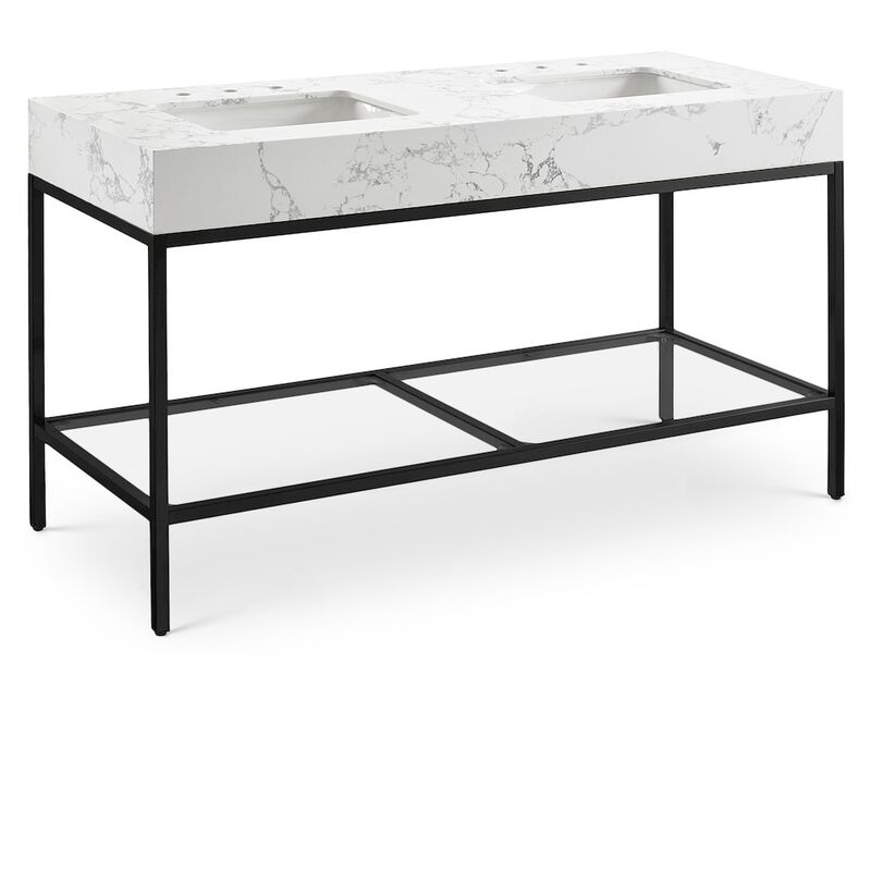 Meridian Furniture Marmo White Engineered Marble Bathroom Vanity