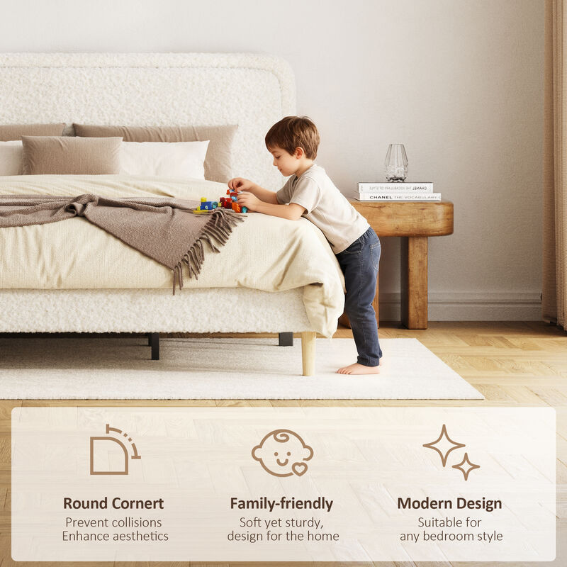 Sarick Plush Upholstered Platform Bed image number 4