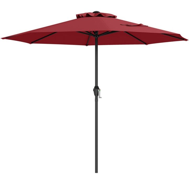 Outdoor Heavy Duty Market Umbrella with Crank Handle and 8 Sturdy Ribs