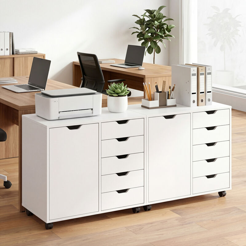 5 Drawer Storage Cabinet on Wheels with Adjustable Shelf Organizer image number 2