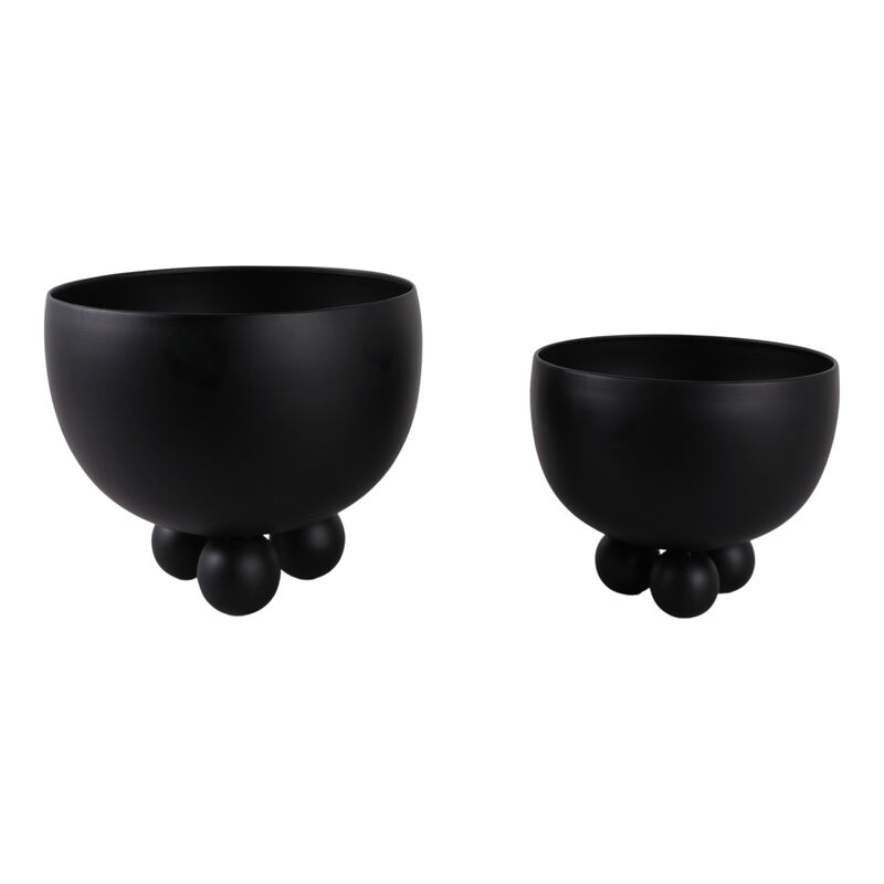 Black Bowl Planter with Ball Feet (Set of 2)
